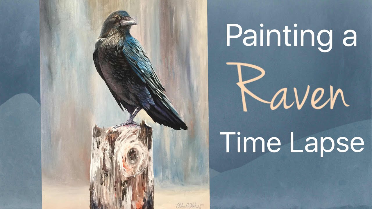 Raven or Crow Acrylic Painting Time Lapse - By Artist, Andrea Kirk | The Art Chik