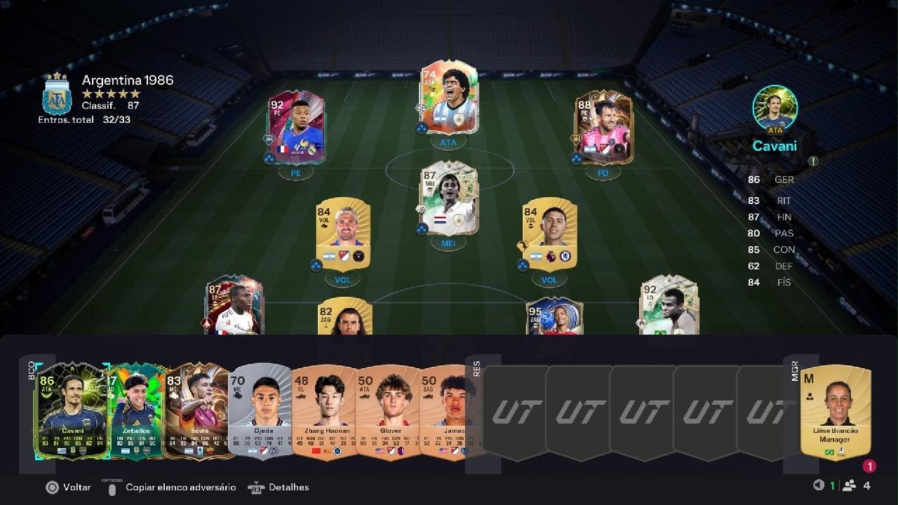 Vitória no Squad Battles elenco 87. 3x0, Ferran, Nico Williams e Dani Olmo