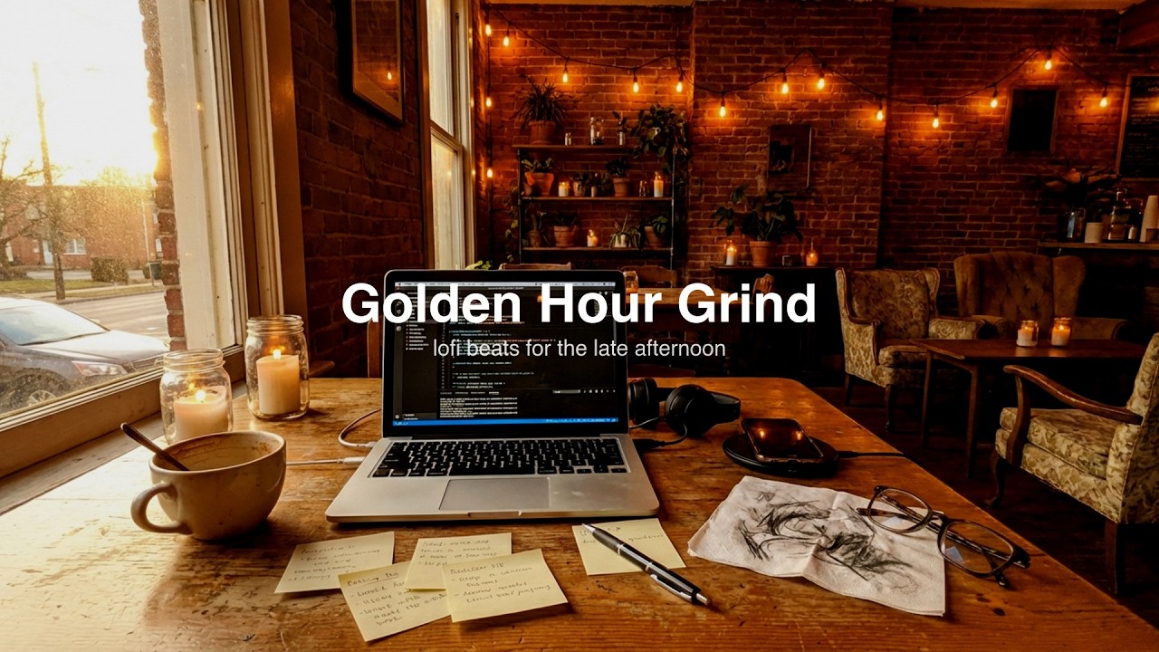 Golden Hour Café Lofi ☕ 1.5 Hours of Sunset Coding Beats | Focus, Work & Flow 🎧