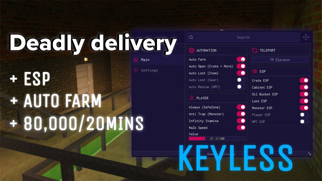 FREE Deadly Delivery *KEYLESS* script | (PASTEBIN 2025) ESP monster & chests, 90k Auto farm