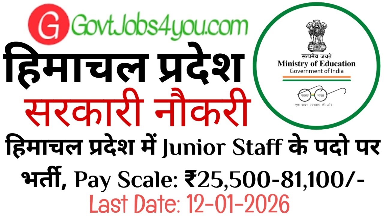 Junior Staff Recruitment in Himachal Pradesh| HP Govt Jobs 2025