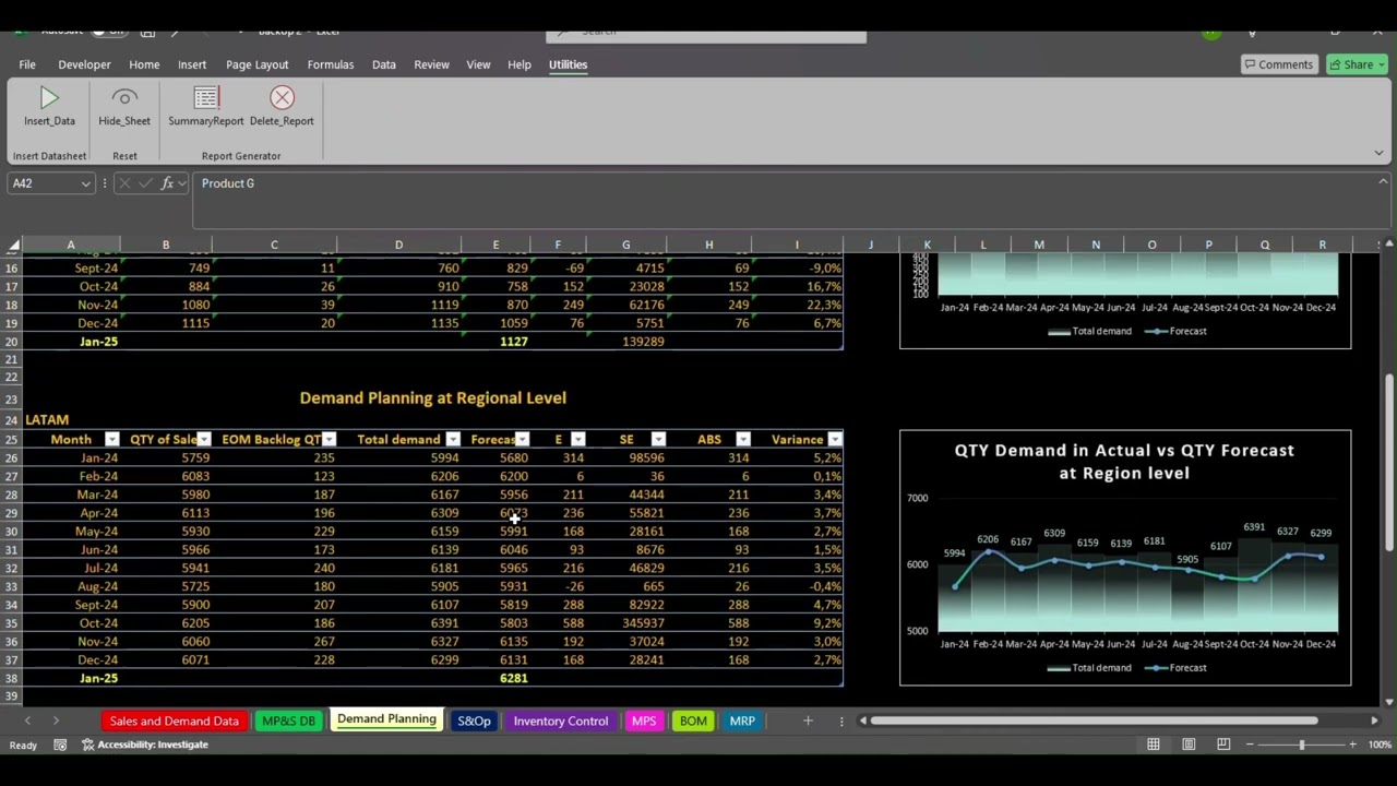 Excel Tool for S&OP, Demand & Supply Planning, MPS, MRP, and Inventory Control (Full Video)