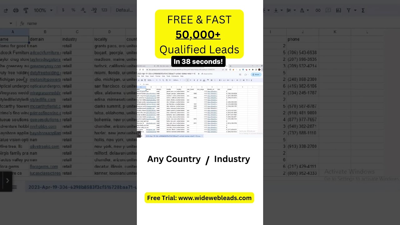 Free and Fast 50,000+ qualified B2B Business leads in 38 seconds!   #b2bleads #coldemail