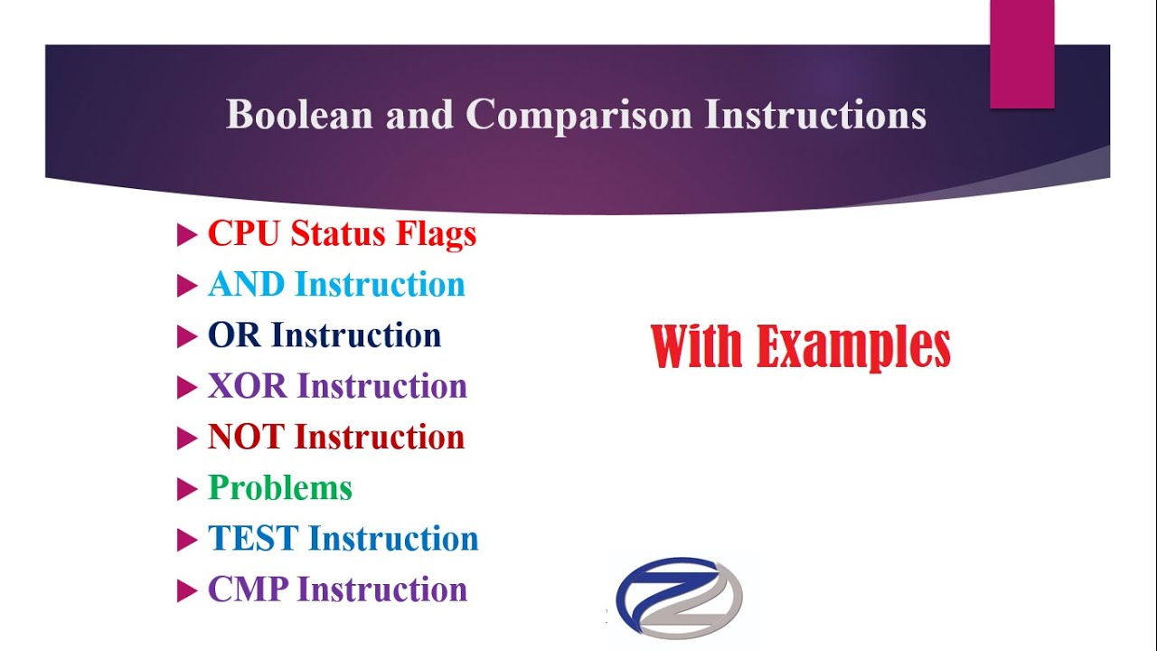 Logical & CMP Instructions in Assembly Language | AND | OR | NOT | XOR | TEST | CMP Instructions