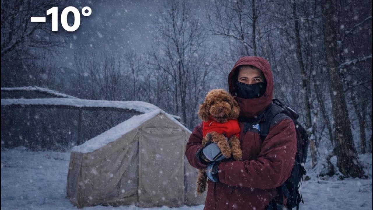 Köpeğimle –10 Derecede Kar Kampı | Donmuş Dere Kenarında Sıcak Sobalı Çadırımla İlk Kampım