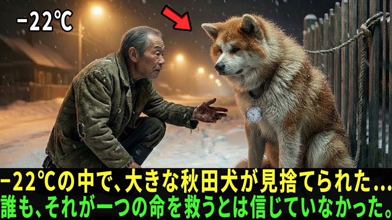−22℃の中で、大きな秋田犬が見捨てられた…。誰も、それが一つの命を救うとは信じていなかった。