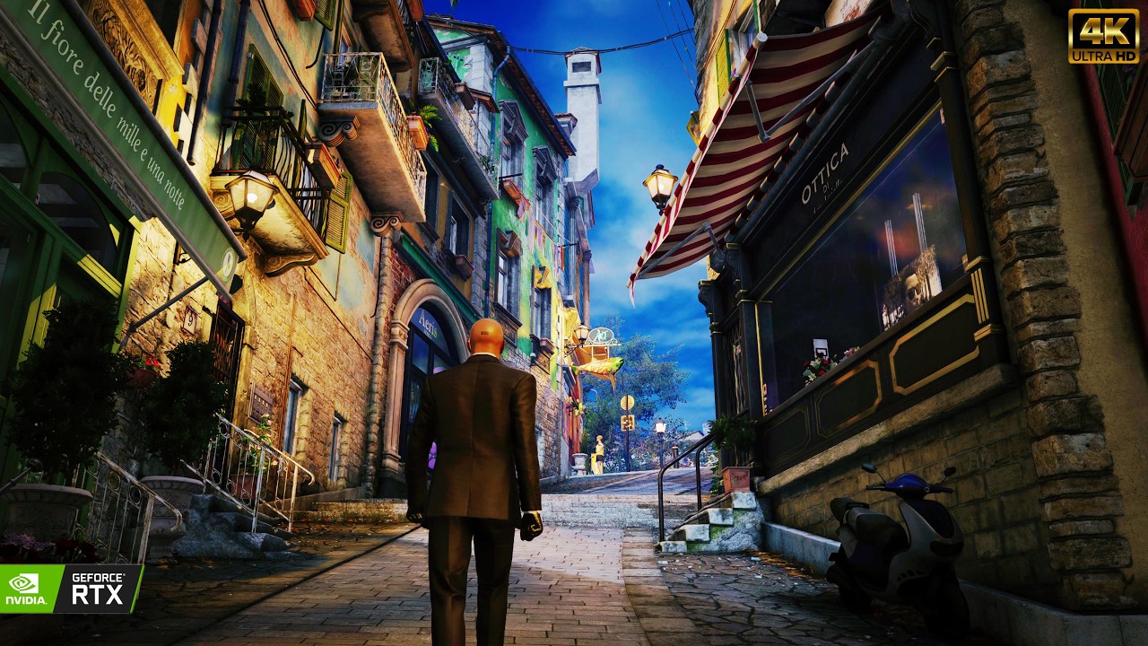 HITMAN™ 3 — Сапиенца, Италия (ночное время), кинематографический показ [4K 60 кадров в секунду]