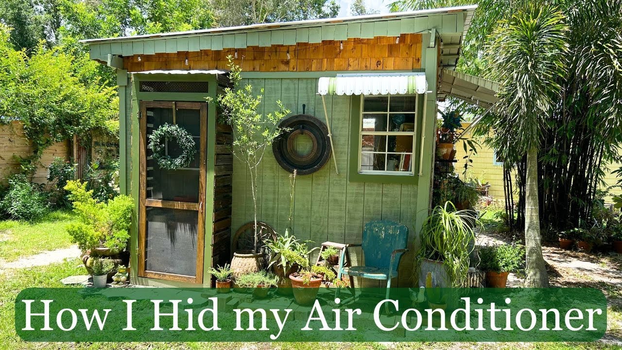 How I hid my Air Conditioner | Rustic Vintage Outdoor Decor | Container Gardening