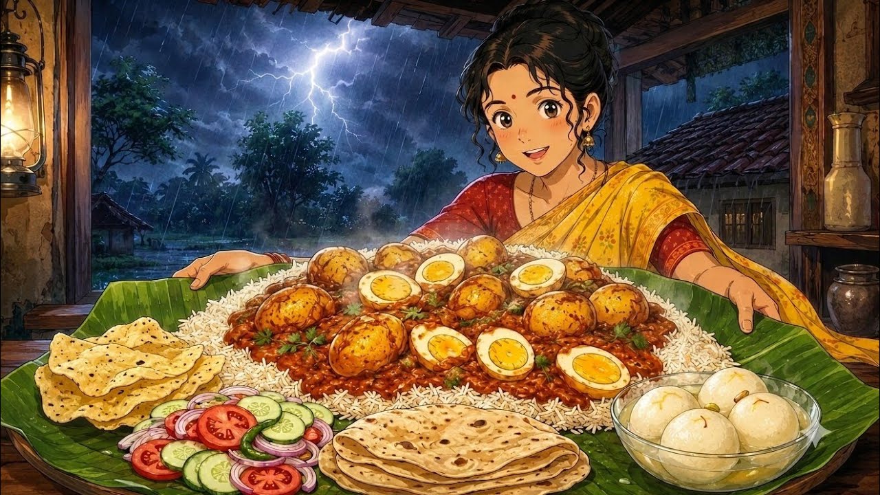 🌧️ 1990s Peaceful Indian Village Life | Rainy Day Daily Routine | Traditional Cooking | Ghibli Style