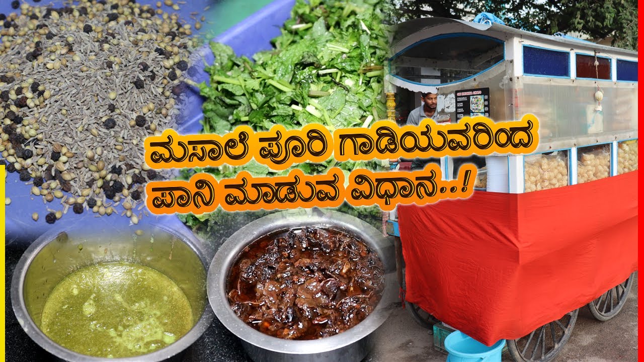 ಮಸಾಲೆ ಪೂರಿ ಗಾಡಿಯವರಿಂದ  ಪಾನಿ ಮಾಡುವ ವಿಧಾನ..! | Pani Puri recipe secret by Sri Krishna Chats