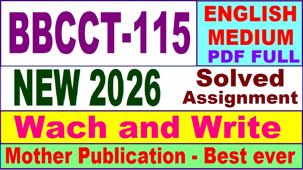 BBCCT 115 solved assignment 2026 in English || bbcct 115 solved assignment 2026 || ignou bbcct115