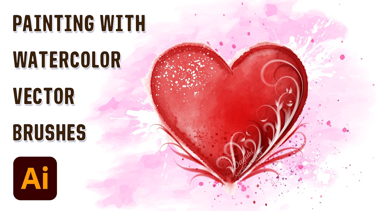 How I Paint a Beautiful Heart with Vector Watercolor Brushes in Adobe Illustrator