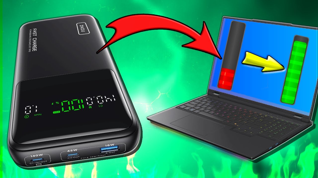 Charge your laptop up whilst you're out | Iniu 270000mah 140w battery pack