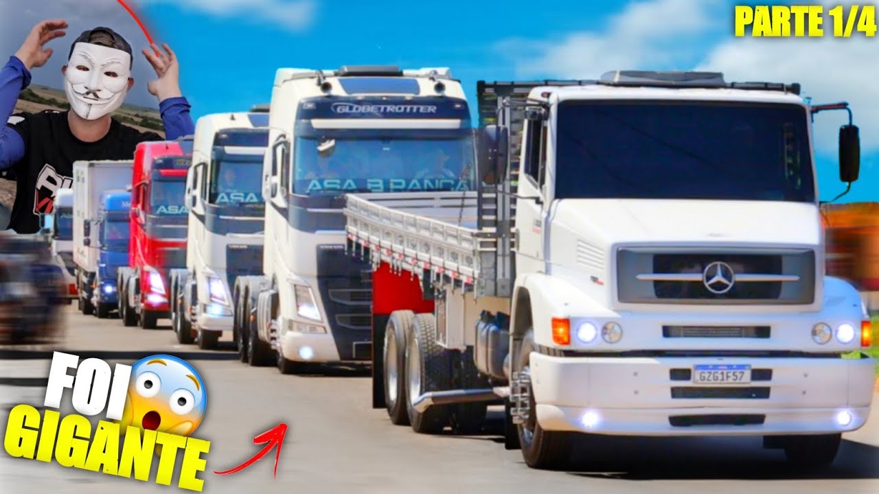 MEGA ENCONTRO DE CAMINHÕES - O CAOS NA CIDADE | FECHARAM A RODOVIA 😱 -  1/4
