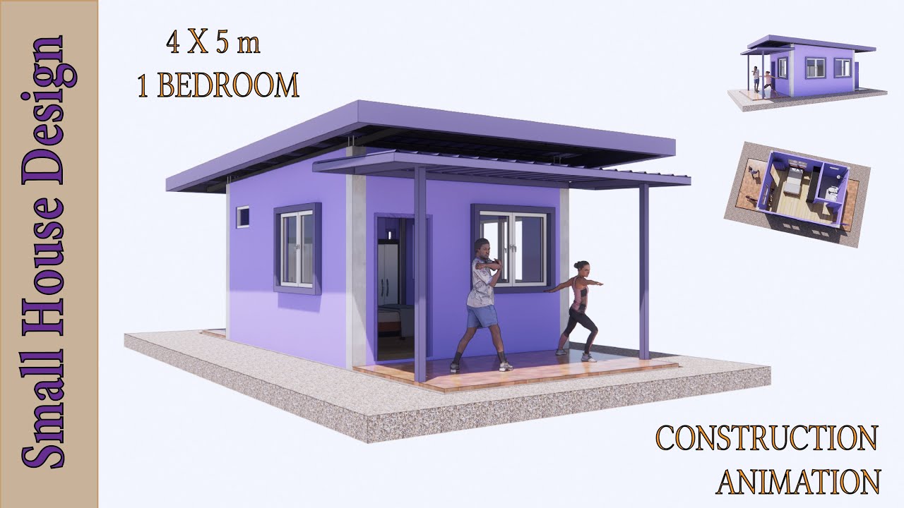 Small House Design (4x5 m.) low cost for construction  [ Baan3D ]