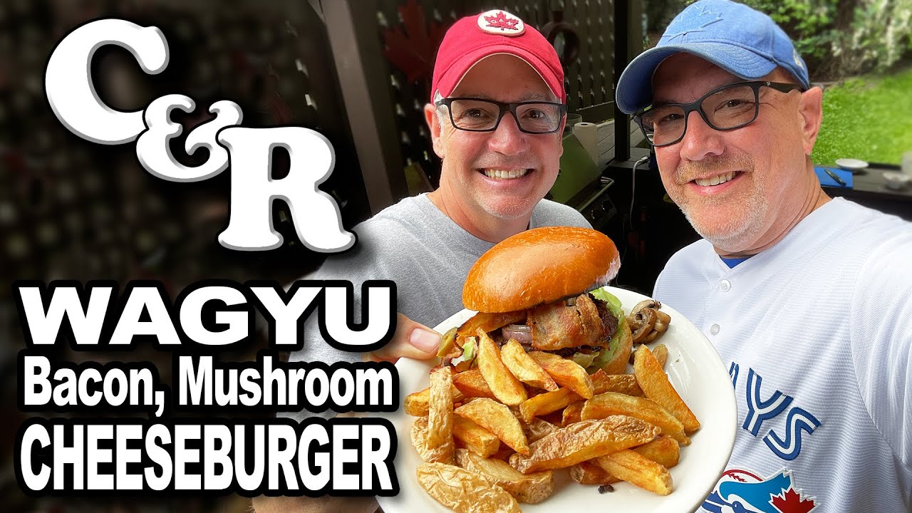 Backyard Wagyu, Bacon, Mushroom Cheeseburger and fries 🥘 Cook & Review