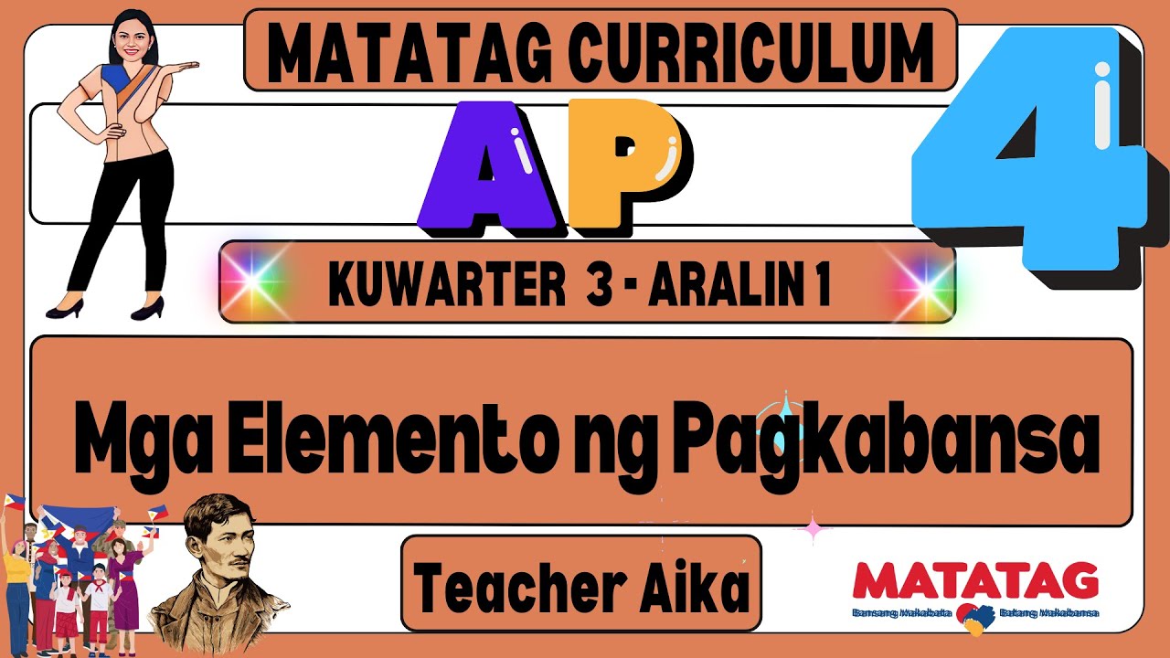 MATATAG AP 4 Grade 4 Kuwarter 3 Aralin 1 Mga Elemento ng Pagkabansa