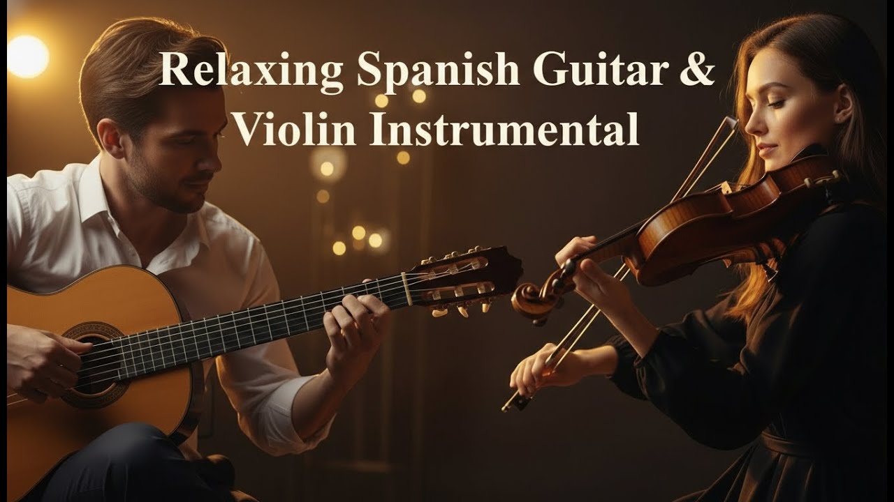 Relaxing Spanish Guitar & Violin Instrumental Calm Romantic Background Music for Study, & Relaxation