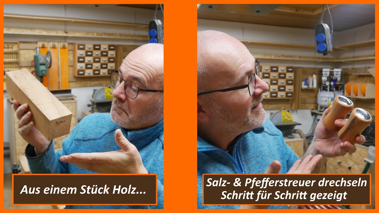 Salzstreuer drechseln  Pfefferstreuer drechseln Schritt für Schritt Anleitung DIY
