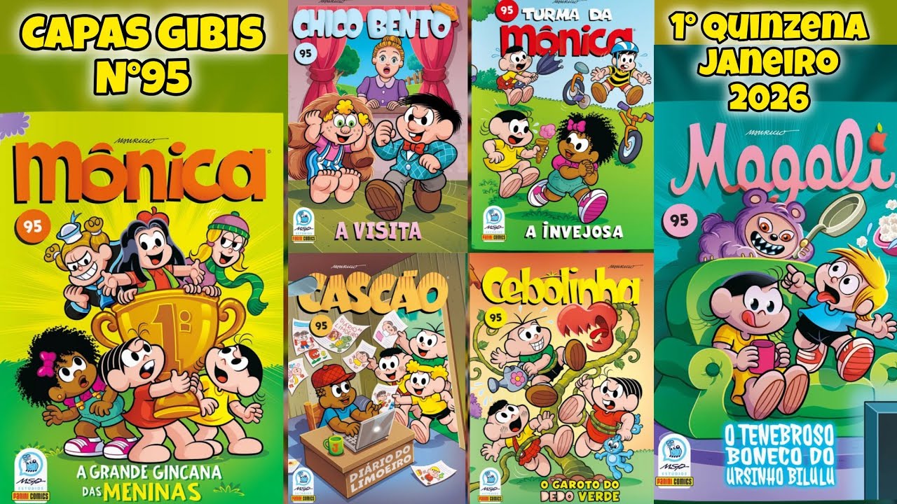 CAPAS DOS GIBIS DA TURMA DA MÔNICA N°95 Janeiro 2026 1° quinzena