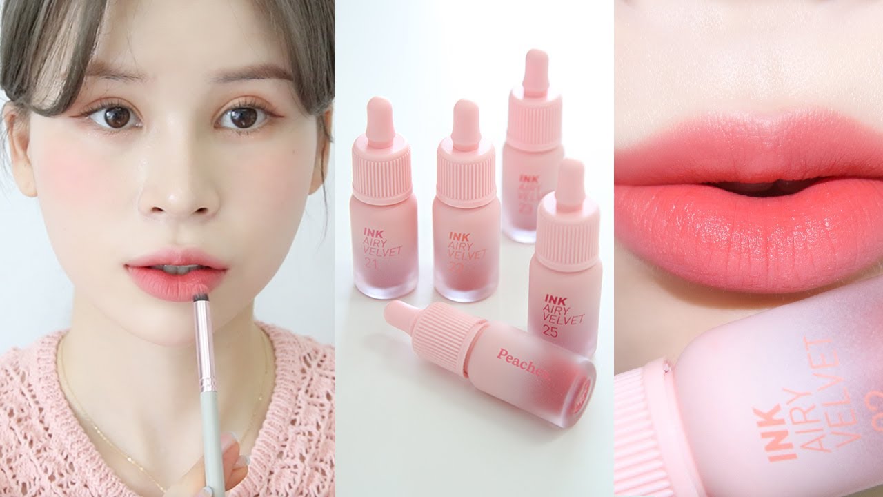 봄웜 취향저격..🍑 페리페라 NEW 잉크 더 에어리벨벳 물복딱복 전색상 리뷰 |  웜,쿨 꿀조합 추천