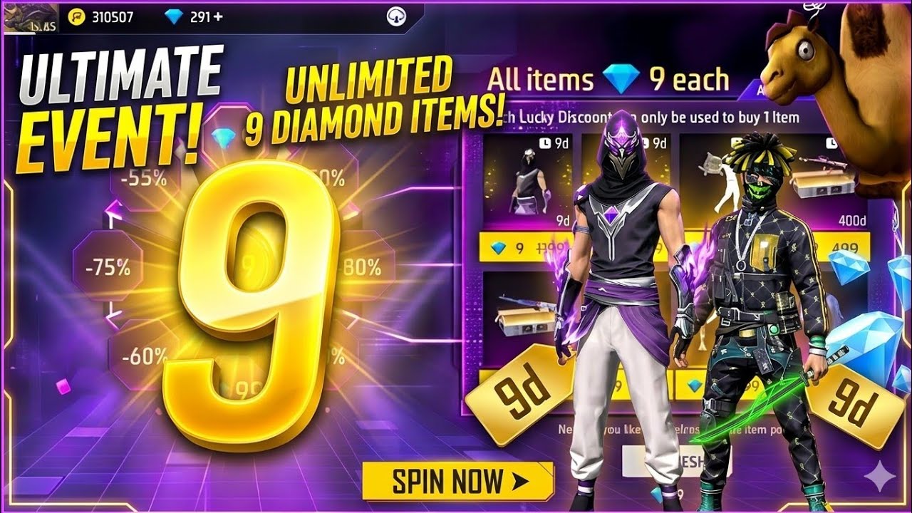 9 Diamond 💎 Spin 🤯 New Lucky Wheel Event ✨ Free fire new event ⁉️
