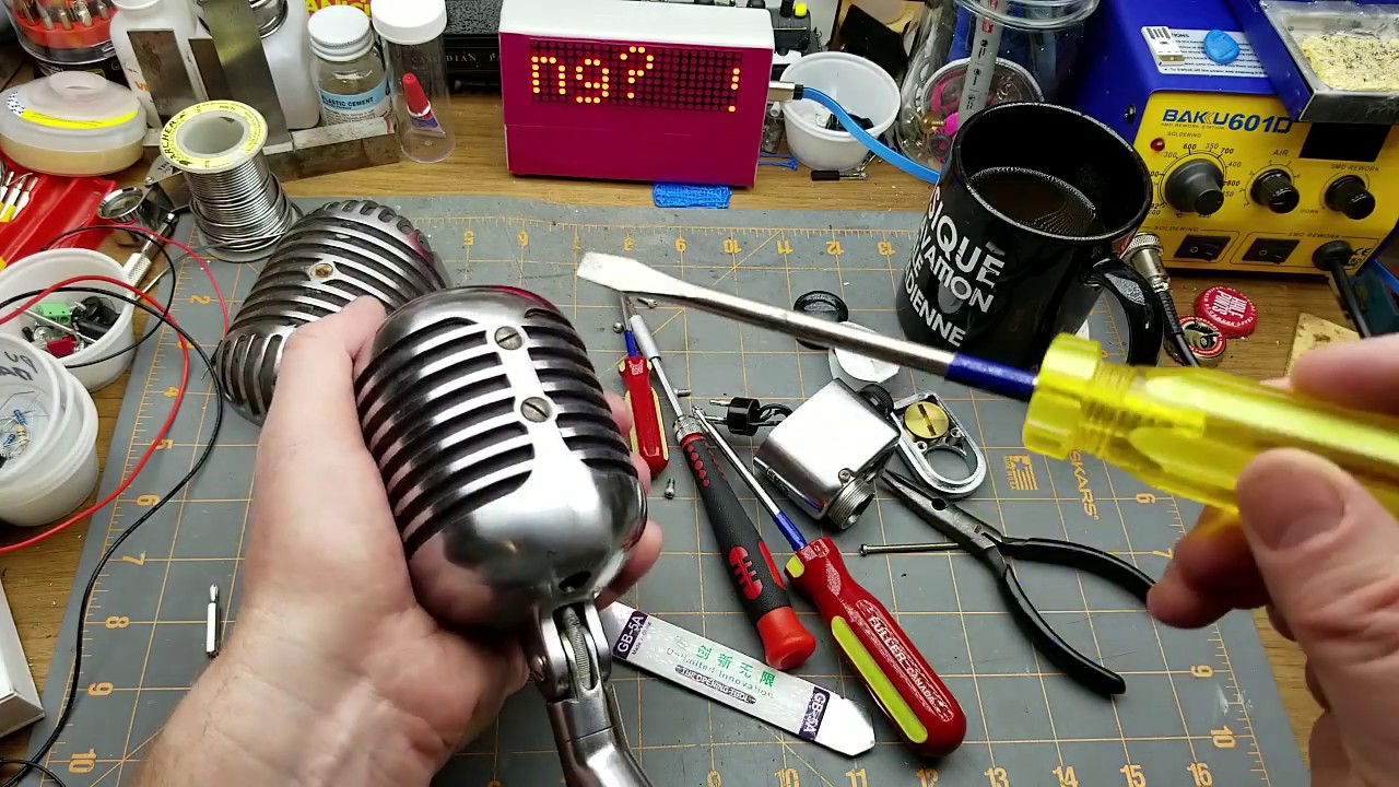 Looking at a vintage Shure 55 microphone
