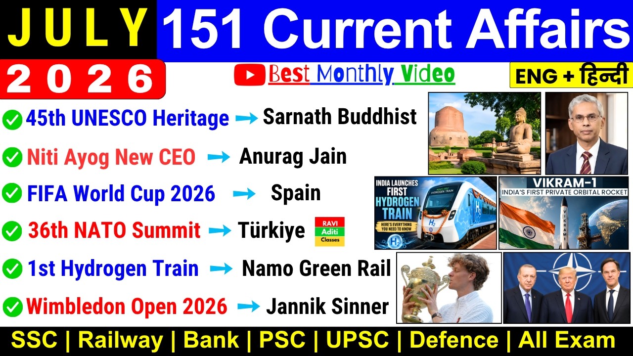 July 2026 Monthly Current Affairs | Current Affairs 2026 Full Month | Imp Current Affairs 2026