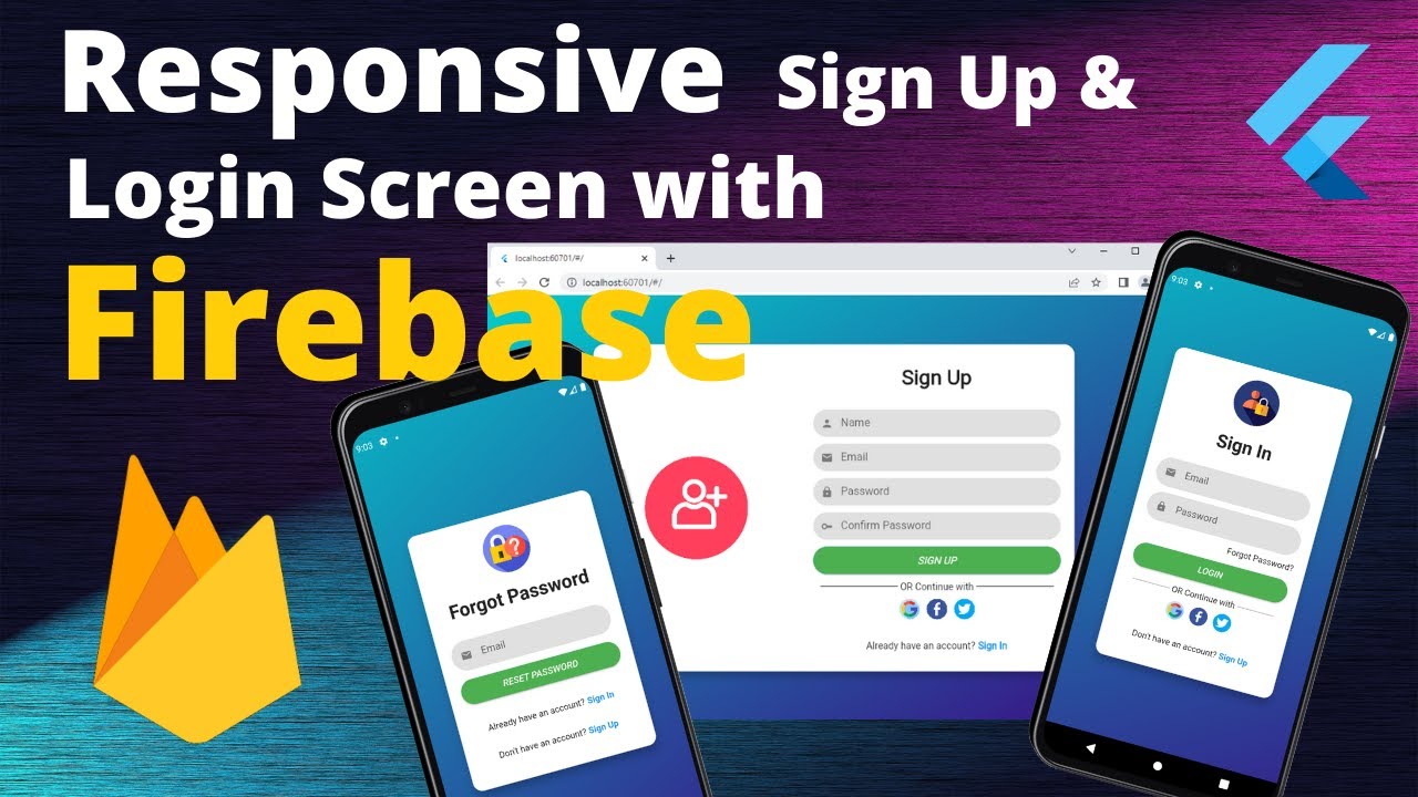 Flutter Responsive UI : Login and Sign Up with Firebase Auth - Speed Code [2022]