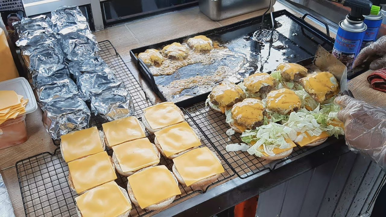 GOKIL LARIS MANIS BURGER SAPI KOTAK - ASMR INDONESIAN STREET FOOD