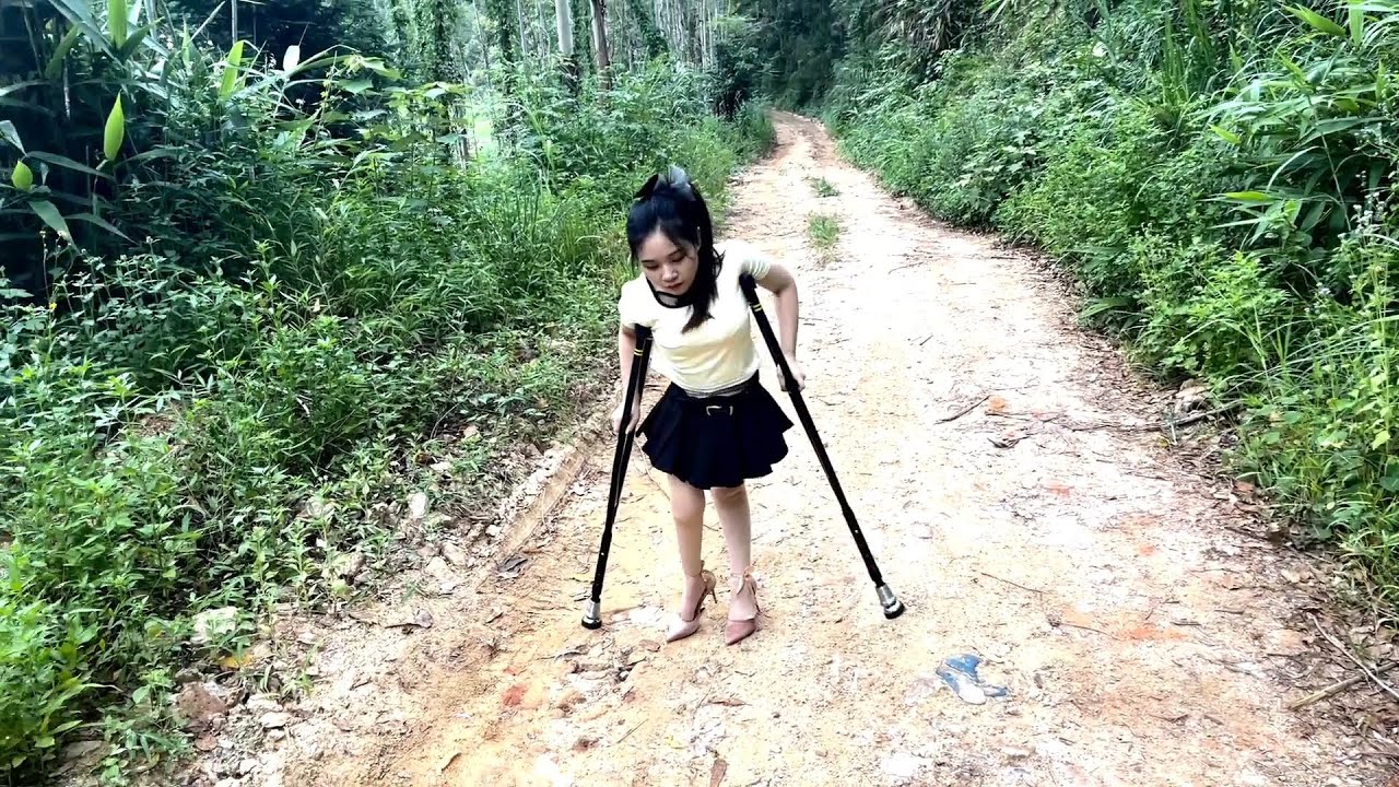 Loli cc walking hard on a muddy country road