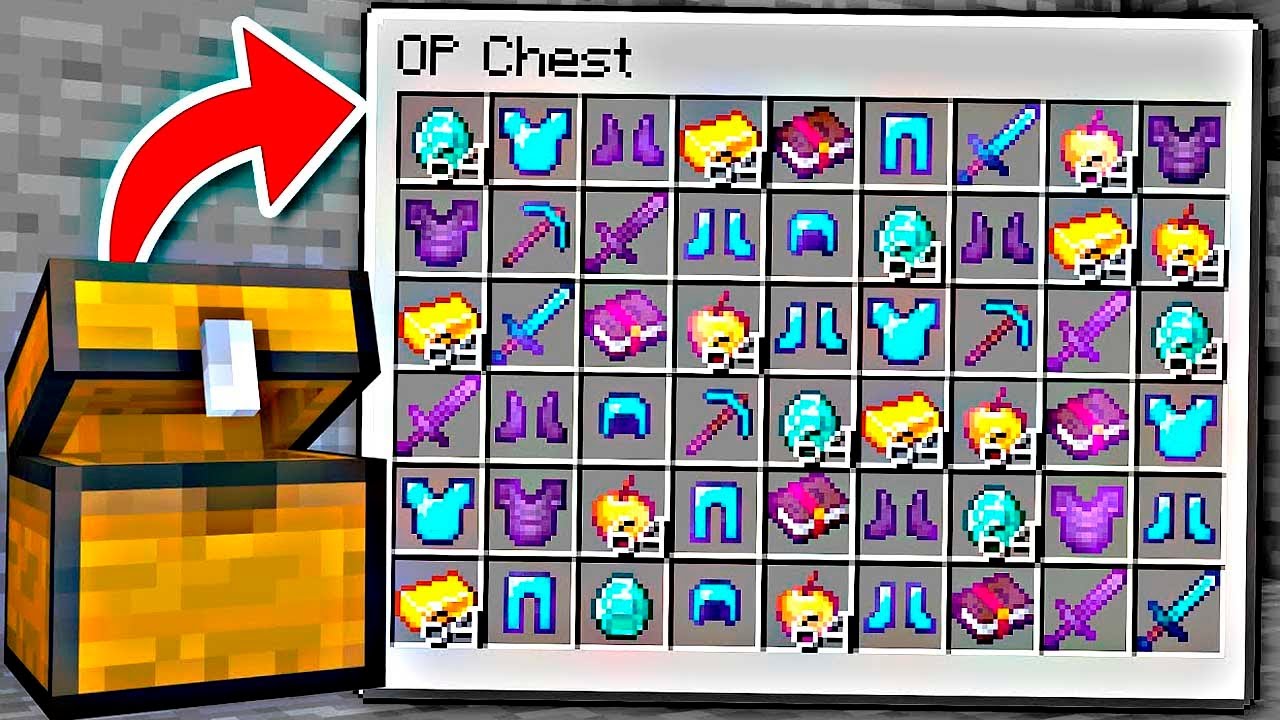 Minecraft, mas ba&uacute;s d&atilde;o itens OP - Download datapack 1.19
