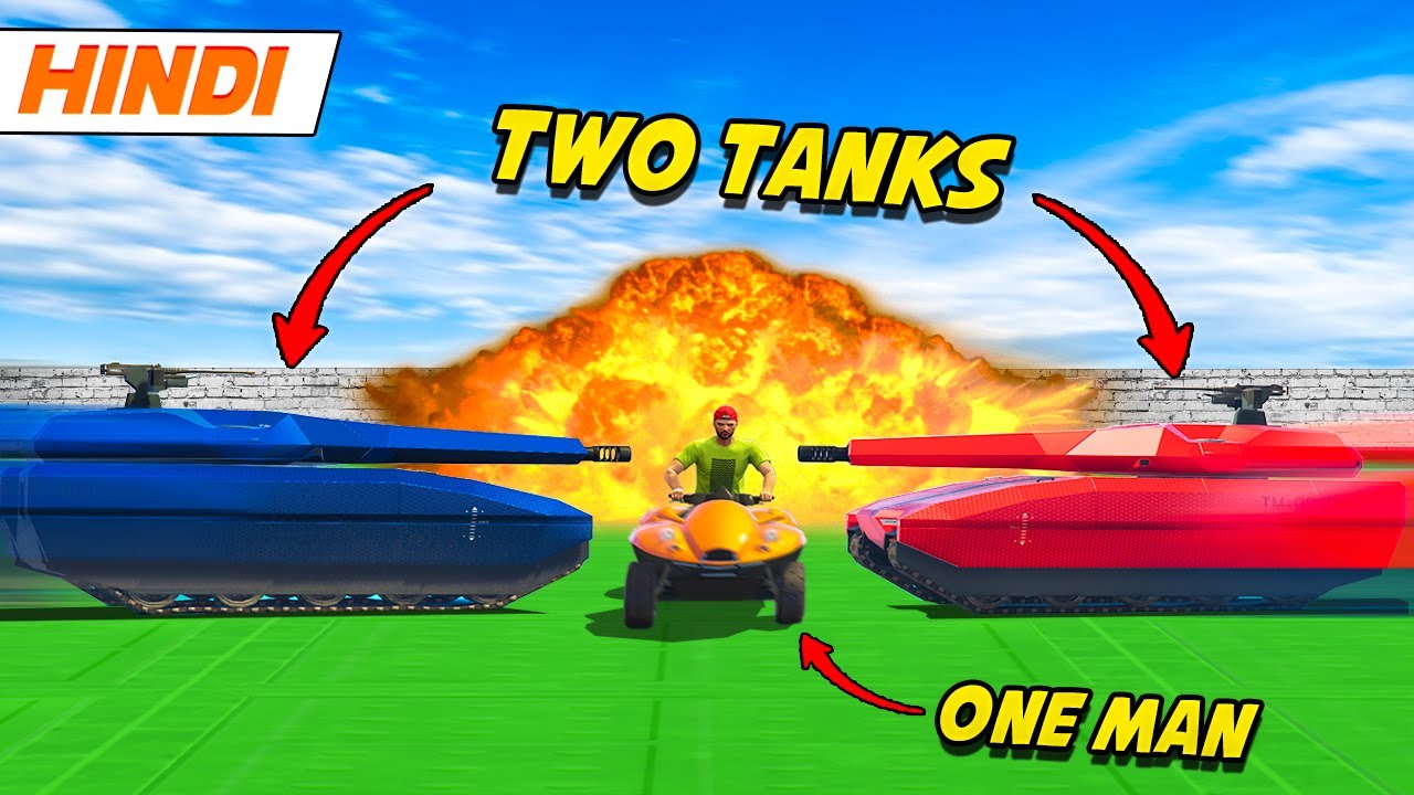 GTA 5: TWO Tanks, ONE Man Face to Face 😱 | GTA 5 Online Hindi Funny Moments | Saxisam