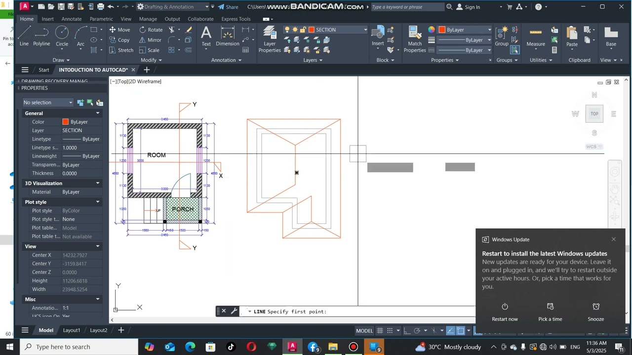 ROOF PLAN DESIGN IN AUOTOCAD LESSON 4