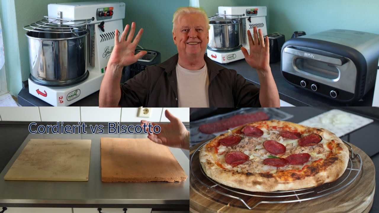 Pizzateig mit einer Grilletta von Famag und eine Pizza mit dem Unold Alfredo