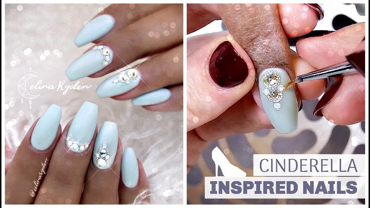 GEL NAILS TUTORIAL | CINDERELLA INSPIRED NAILS | SWAROVSKI CRYSTALS | COFFIN / BALLERINA GEL NAILS