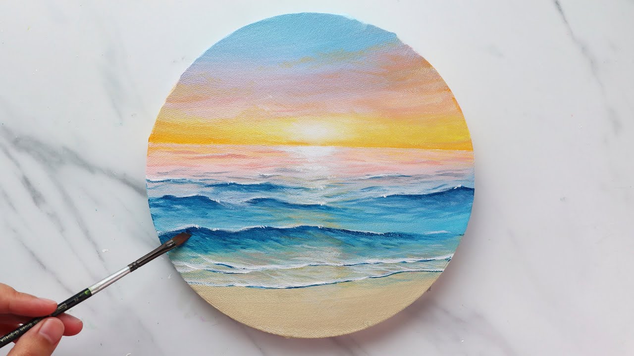 How to Paint a MIND BLOWING PASTEL SEASCAPE during Sunrise? Beach Painting Tutorial for Beginners