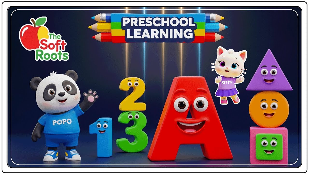 Preschool Learning activities for 3 year olds at home | Learn ABC Phonics Shapes Numbers Colors 🌈