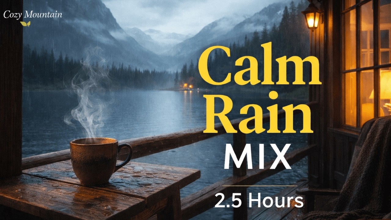 Calm Rain Mix 🌧️ Cozy Lake Cabin Jazz for Deep Focus & Relax (2.5 Hours)