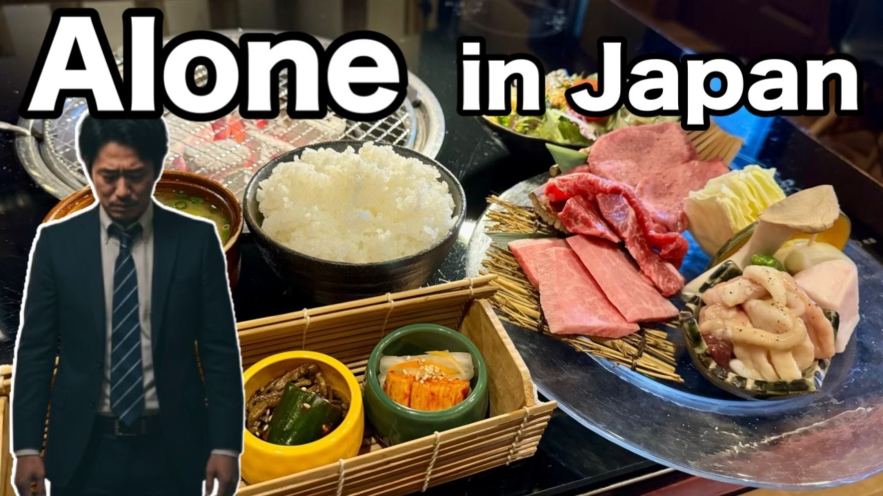A Japanese office worker having a solo yakiniku (Japanese BBQ) lunch