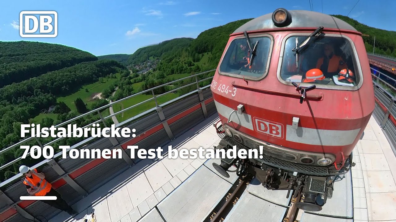 Filstalbr&uuml;cke besteht 700 Tonnen Test! Deutsche Bahn pr&uuml;ft Neubaustrecke Wendlingen&ndash;Ulm.