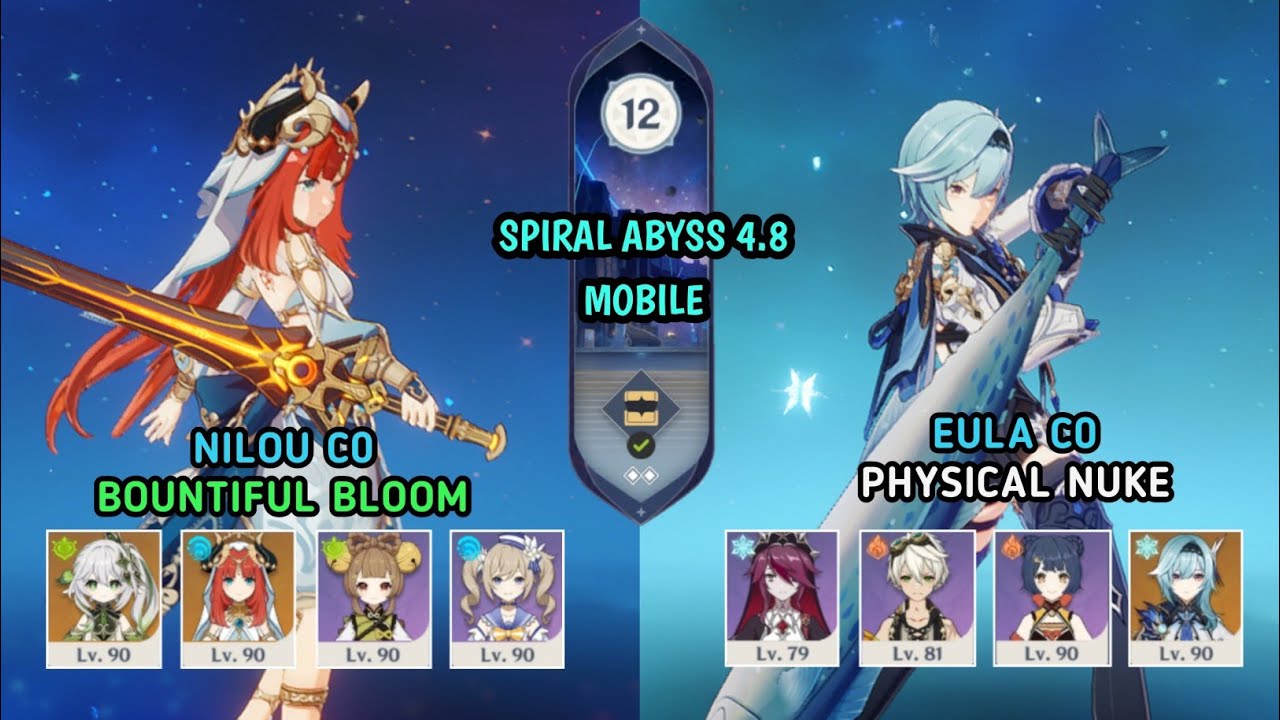 SPIRAL ABYSS NILOU C0 X EULA C0 (MOBILE) | GENSHIN 4.8