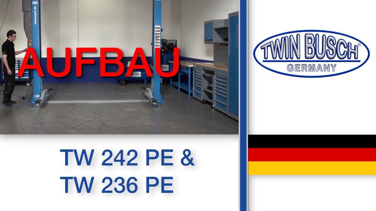 Aufbau der 2-Säulen-Hebebühne TW 236 PE und TW 242 PE von TWIN BUSCH®