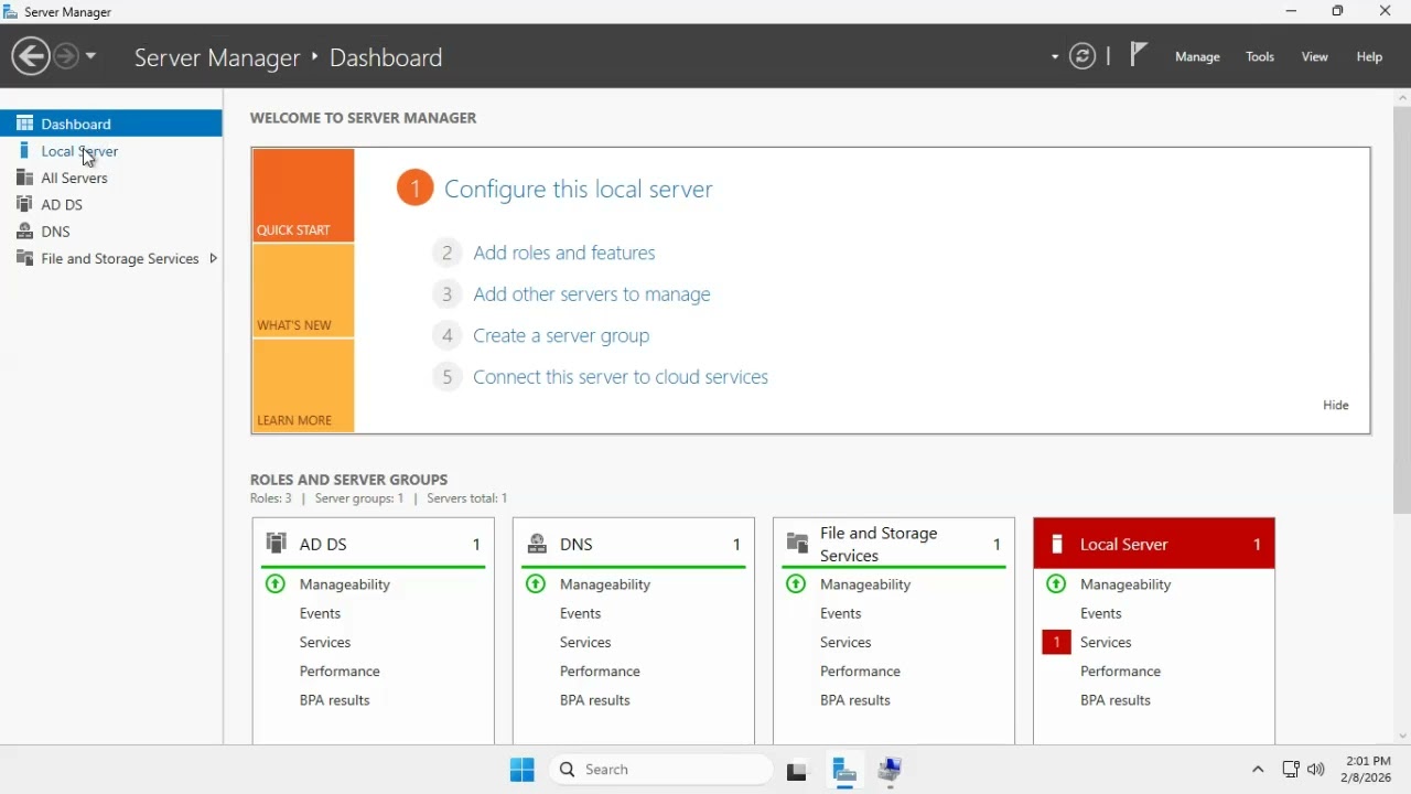 Promoting Windows Server to Domain controller