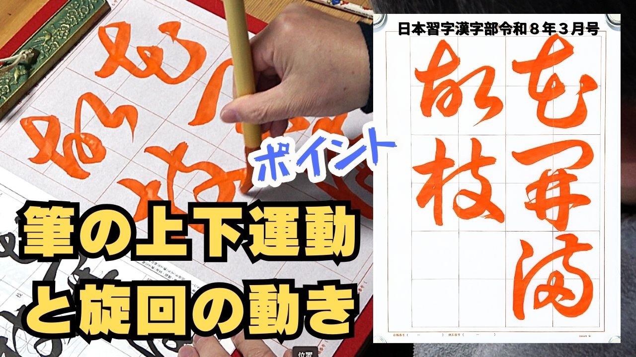 草書「花開きて故枝に満つ」用筆偏【日本習字漢字部令和8年3月号課題】