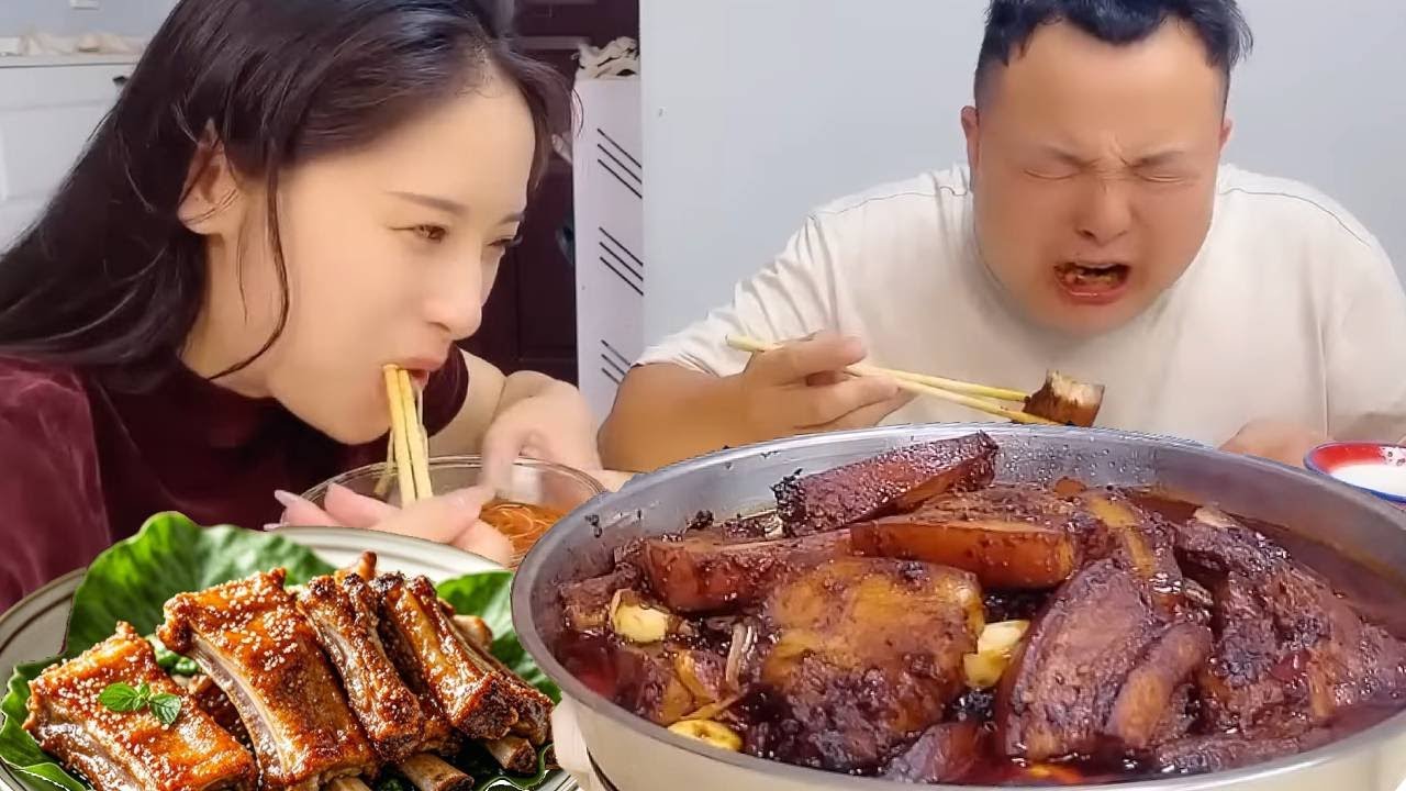 My fat husband won't let me eat braised pork  so I secretly give him some mustard
