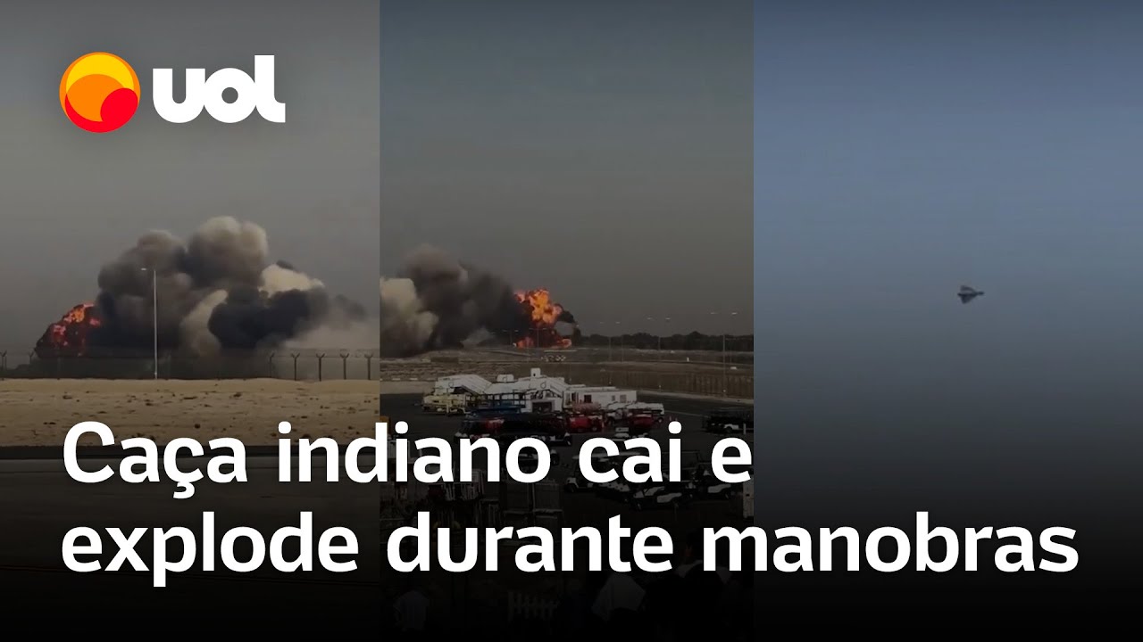 Jato indiano cai e explode durante show a&eacute;reo em Dubai e mata piloto; v&iacute;deo flagra acidente