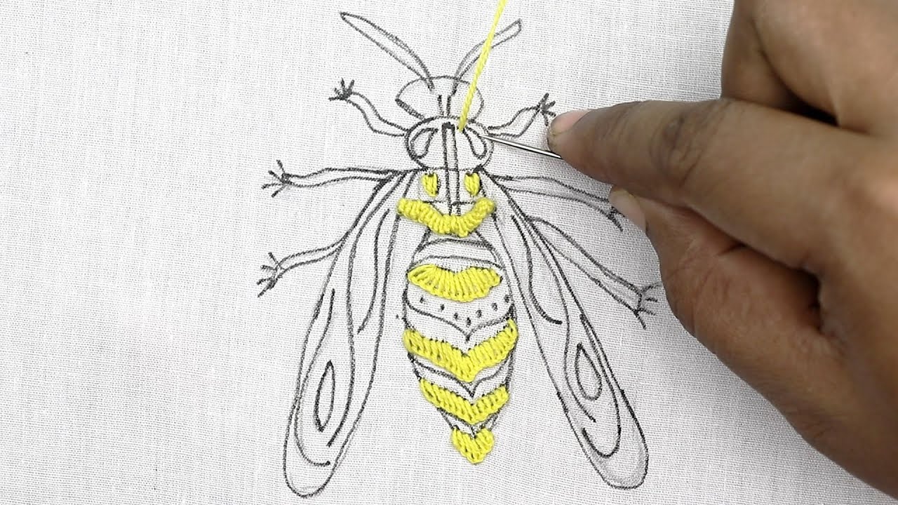 Brilliant Artwork with Needle and thread - amazing drawing idea of a Grasshopper - embroidery design