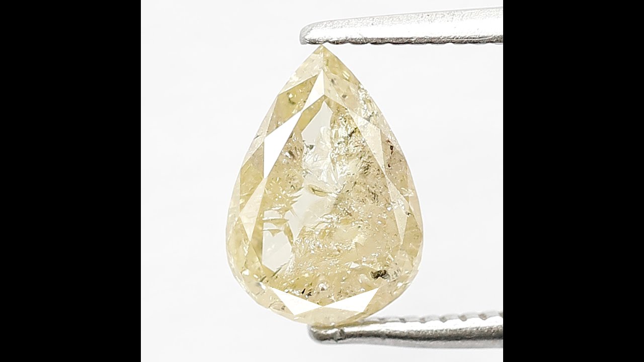1.43 CT Pear Shape Salt and Pepper Diamond: Yellowish Translucent Loose Diamond
