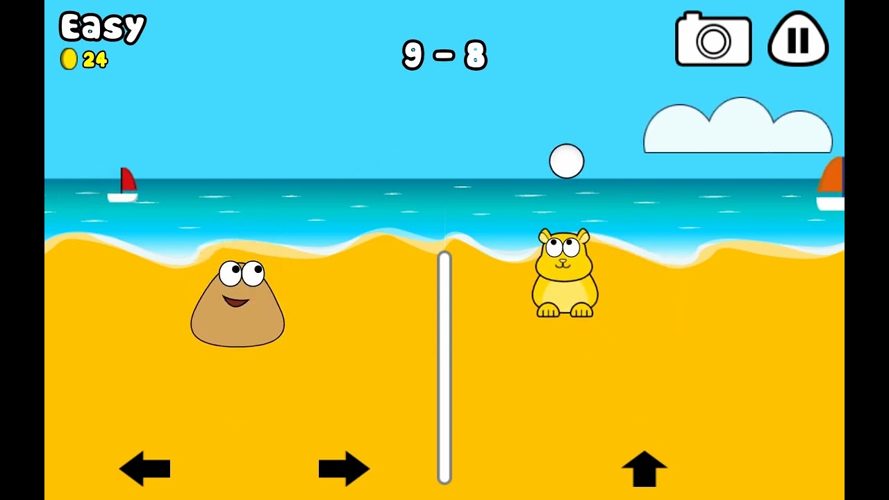 Pou And Henry The Hamster play Beach Volley